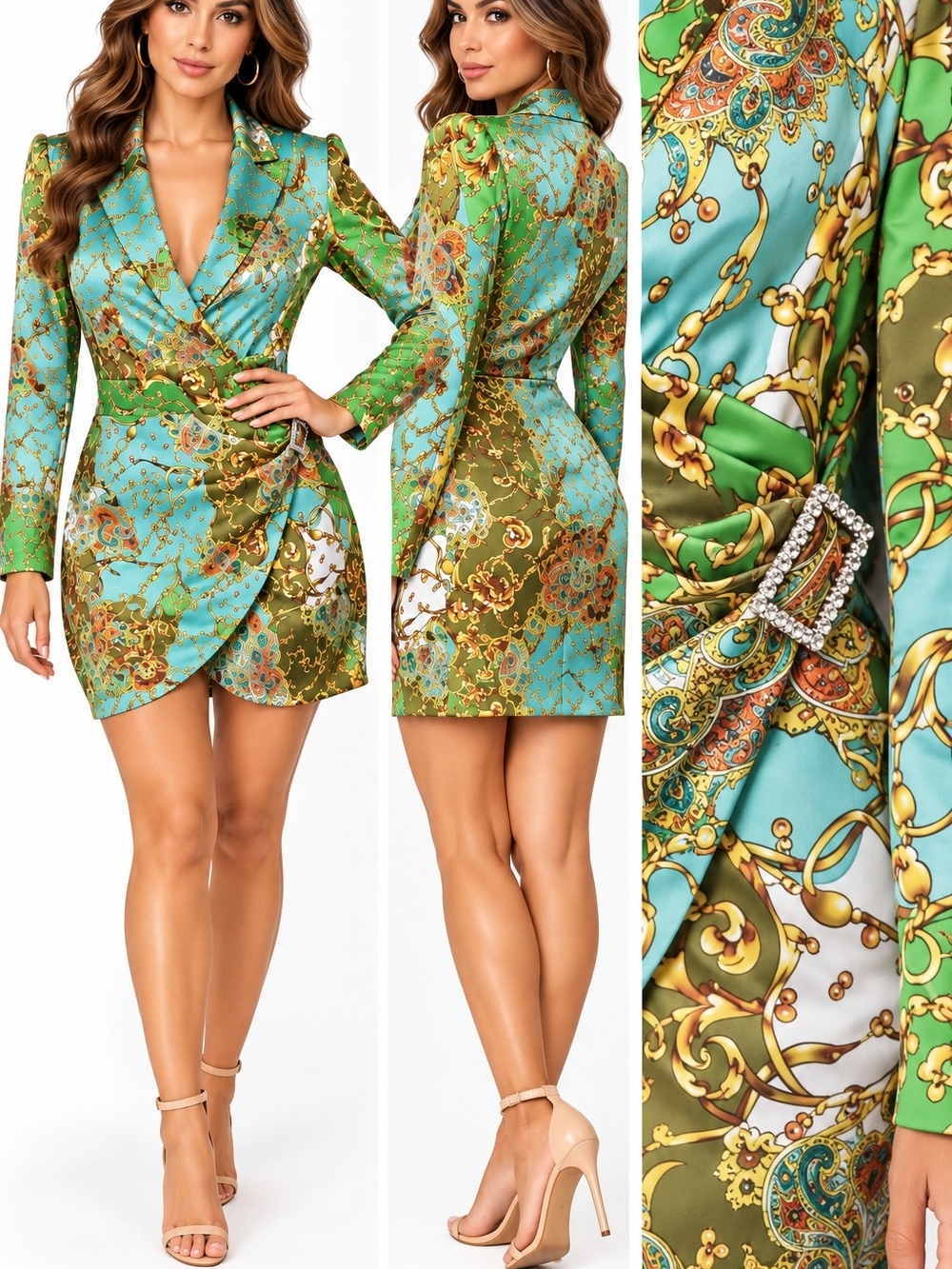Siviri Turquoise & Olive Paisley Midi Dress